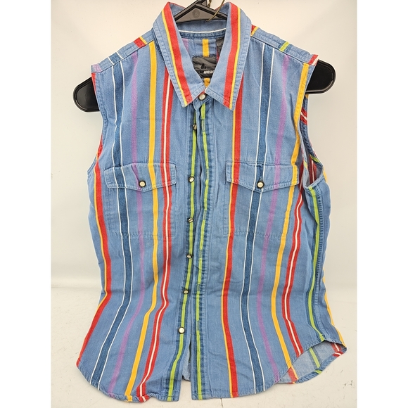 Lizwear Tops - Lizwear Striped Sleeveless Button Down Shirt